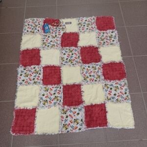 Handmade Reversible Quilted Rag Patchwork Blanket Bedding Play Mat Firetrucks